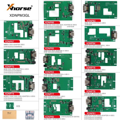 Xhorse Multi Prog Multi-Prog ECU Gearbox Programmer avec MQB48 License plus XHORSE XDNPM3GL MQB48 Adapters 13pcs