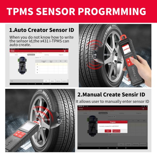 Launch i-TPMS Handheld TPMS Service Tool Peut être emballé avec X-431 Scanner ou i-TPMS APP Supports All 315/433MHz Sensors